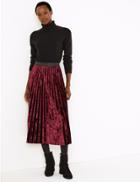 Marks & Spencer Velvet Pleated Midi Skirt Claret