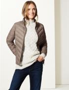 Marks & Spencer Lightweight Down & Feather Jacket With Stormwear&trade; Mocha