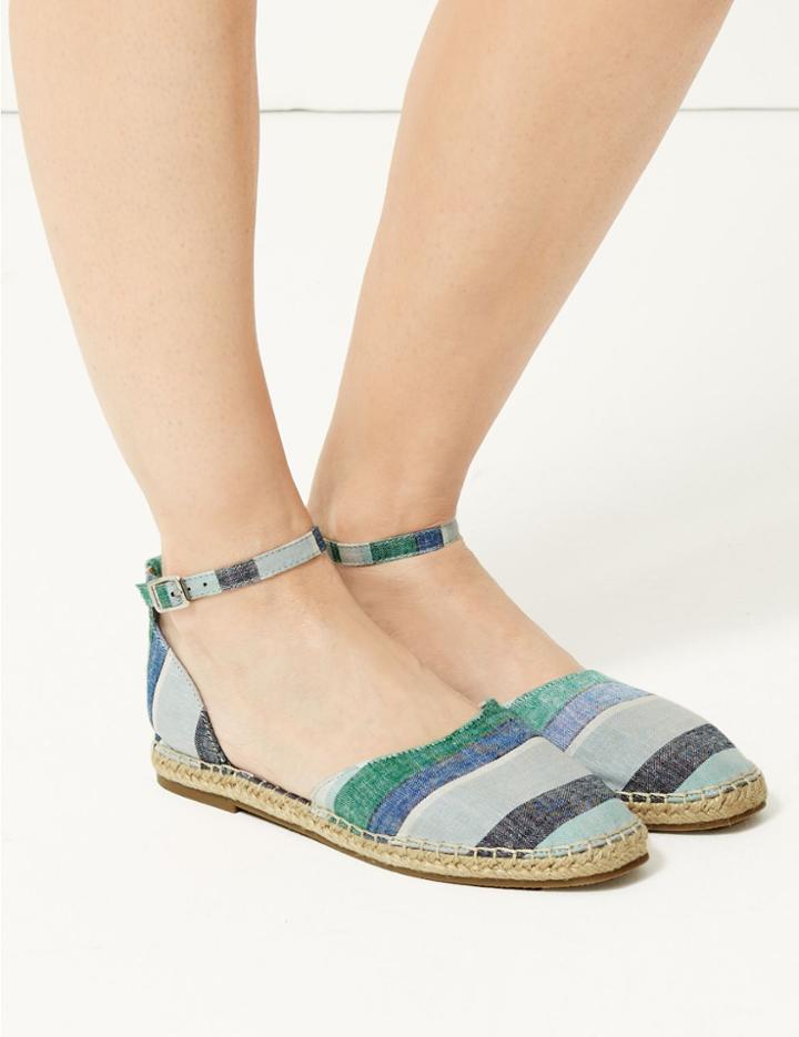 Marks & Spencer Almond Toe Espadrilles Blue Mix