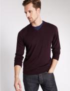 Marks & Spencer V-neck Jumper Burgundy