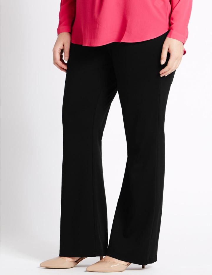 Marks & Spencer Plus Pull On Bootleg Trousers Black