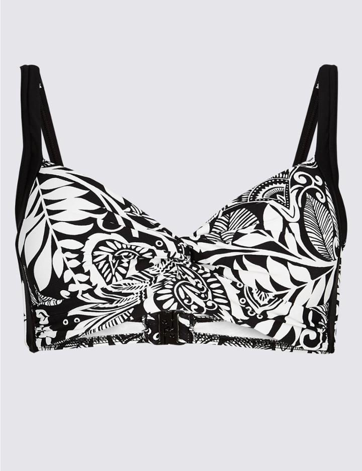 Marks & Spencer Paisley Print Balcony Bikini Top Black Mix