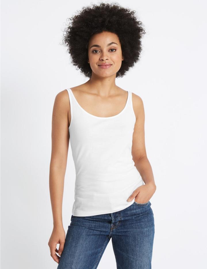 Marks & Spencer Pure Supima Cotton Scoop Neck Vest Top White