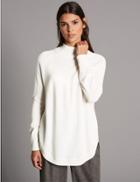 Marks & Spencer Pure Cashmere Curved Hem Funnel Neck Jumper Cream
