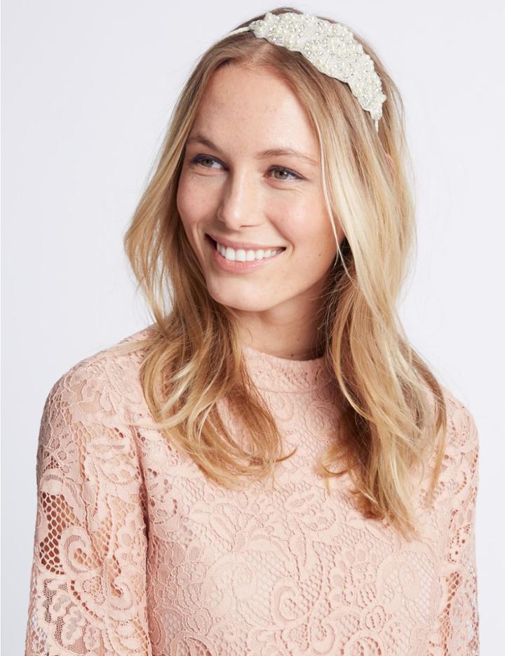 Marks & Spencer Embellished Wide Headband White Mix