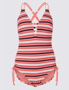 Marks & Spencer Secret Slimming&trade; Striped Swimsuit Pink Mix