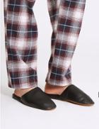 Marks & Spencer Leather Mule Slippers With Freshfeet&trade; Black