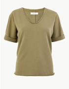 Marks & Spencer Cotton Relaxed Fit Sweatshirt Khaki