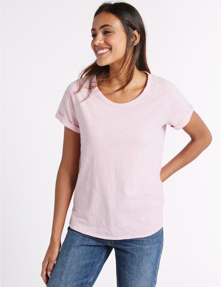 Marks & Spencer Pure Cotton Short Sleeve Jersey Top Blush