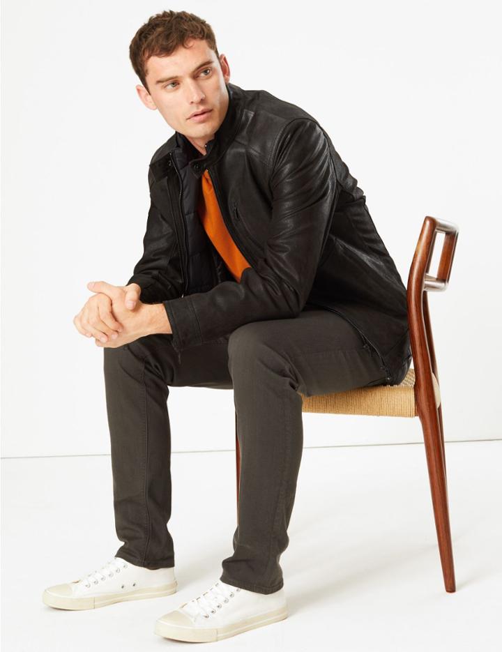 Marks & Spencer Double Collar Leather Biker Jacket
