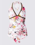 Marks & Spencer Secret Slimming&trade; Floral Print Triangle Swimsuit White Mix