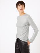 Marks & Spencer Fitted Long Sleeve Top Silver