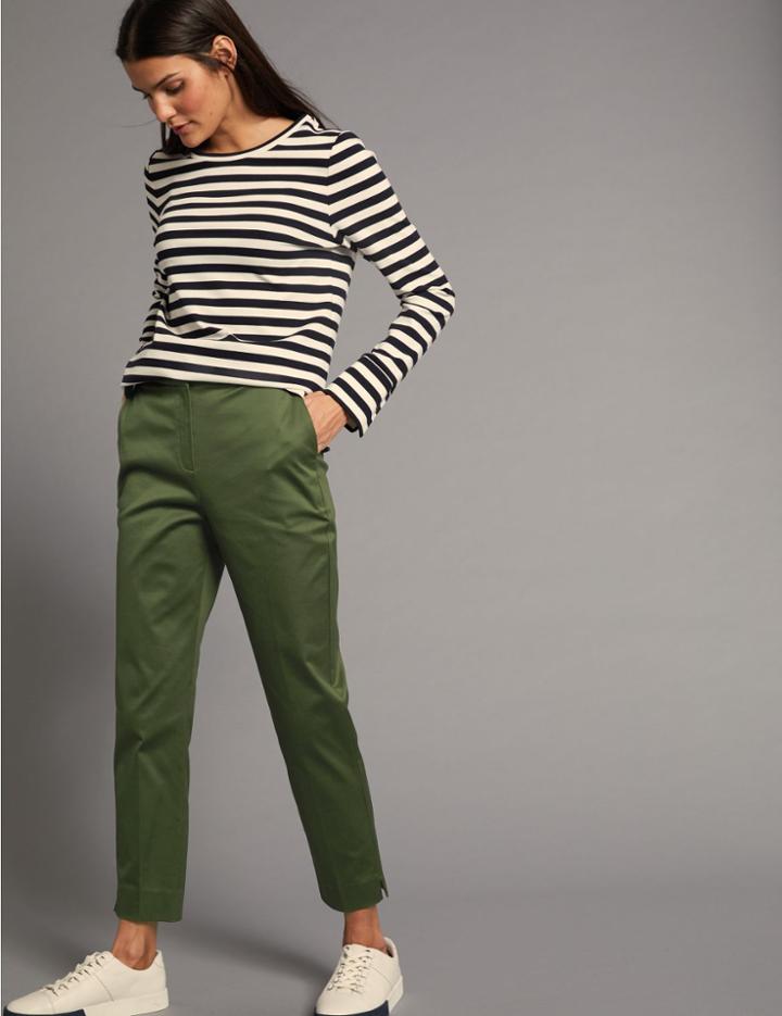 Marks & Spencer Supima Cotton Rich Split Hem Trousers Khaki