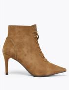 Marks & Spencer Suede Lace Up Stiletto Heel Ankle Boots Camel