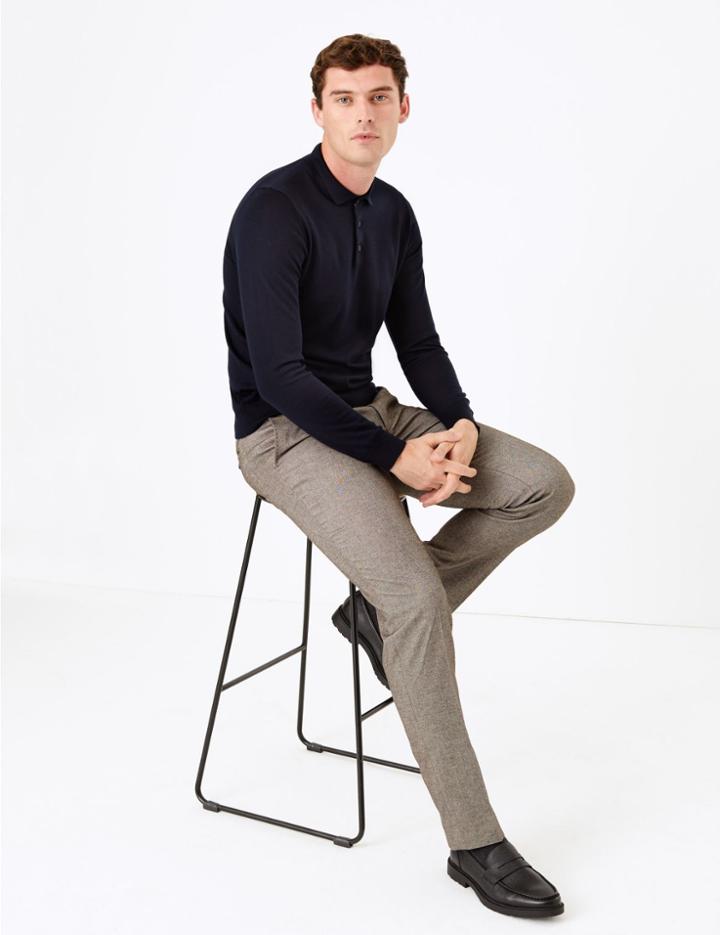 Marks & Spencer Slim Fit Cotton Blend Stretch Trousers