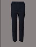 Marks & Spencer Petite Wool Blend Cropped Trousers Navy