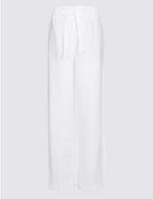 Marks & Spencer Pure Linen Wide Leg Flared Trousers Soft White