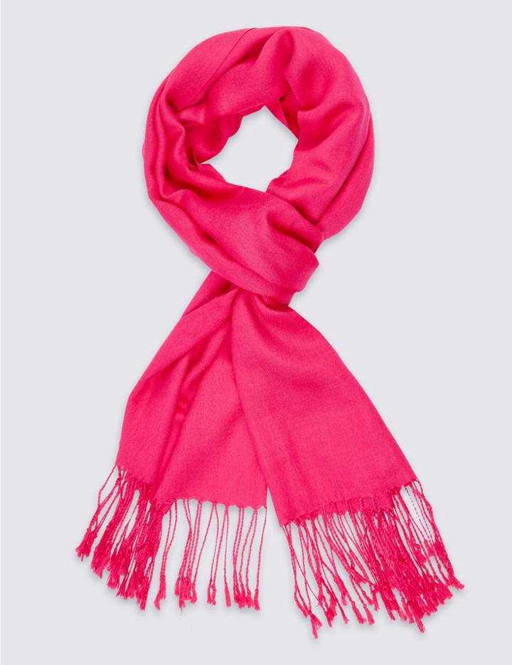 Marks & Spencer Modal Blend Scarf With Wool Pink