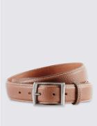 Marks & Spencer Leather Double Keeper Edge Stitched Belt Tan