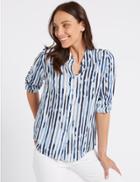 Marks & Spencer Pure Modal Striped Long Sleeve Shirt Blue Mix