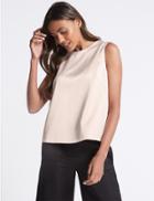 Marks & Spencer Tie Back Sleeveless Shell Top Light Peach