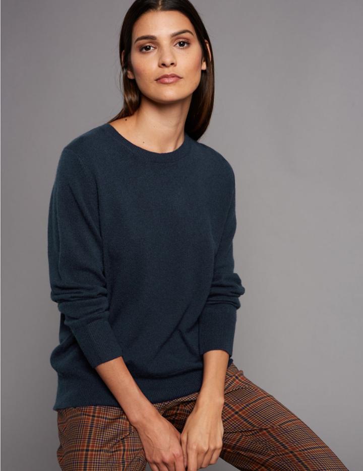 Marks & Spencer Pure Cashmere Round Neck Jumper Medium Navy