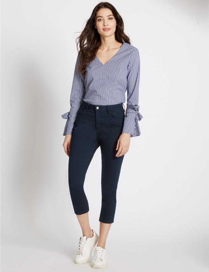 Marks & Spencer Mid Rise Cropped Skinny Leg Jeans Indigo