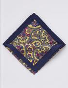Marks & Spencer Pure Silk Paisley Print Pocket Square Yellow Mix