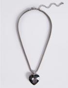 Marks & Spencer Glass Heart Pendant Necklace Grey Mix