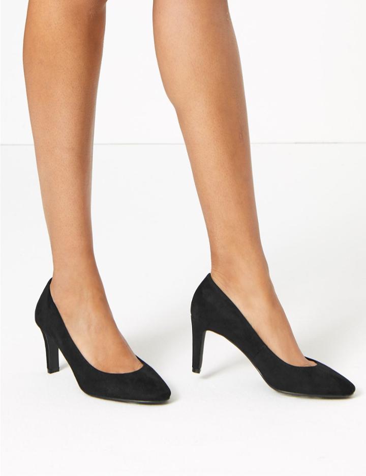 Marks & Spencer Stiletto Heel Almond Toe Court Shoes Black