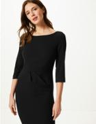 Marks & Spencer Pleated 3/4 Sleeve Bodycon Dress Black