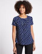 Marks & Spencer Pleat Front Geometrical Print Shell Top Blue Mix
