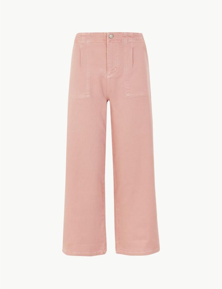 Marks & Spencer High Waist Wide Leg Cropped Jeans Pink