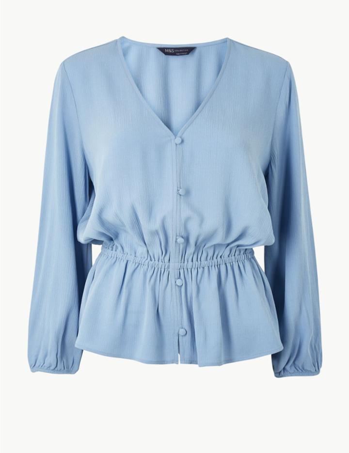 Marks & Spencer Waist Detailed Blouse Chambray