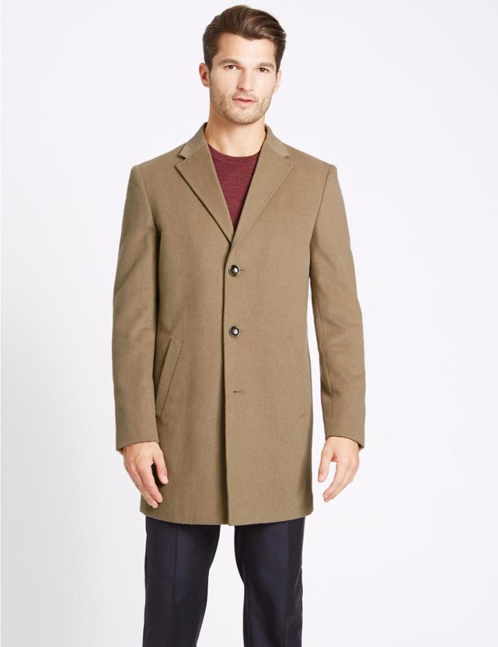 Marks & Spencer Wool Blend Revere Coat Camel