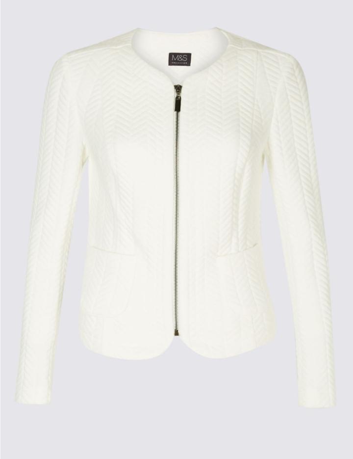 Marks & Spencer Textured Bomber Jacket Cream