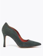 Marks & Spencer Suede Curved Side Stiletto Court Shoes Dark Green