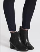 Marks & Spencer Wide Fit Block Heel Stud Detail Ankle Boots Black