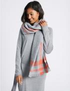 Marks & Spencer Soft Touch Border Scarf Grey Mix
