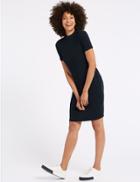 Marks & Spencer Textured Jersey Short Sleeve Bodycon Dress Navy