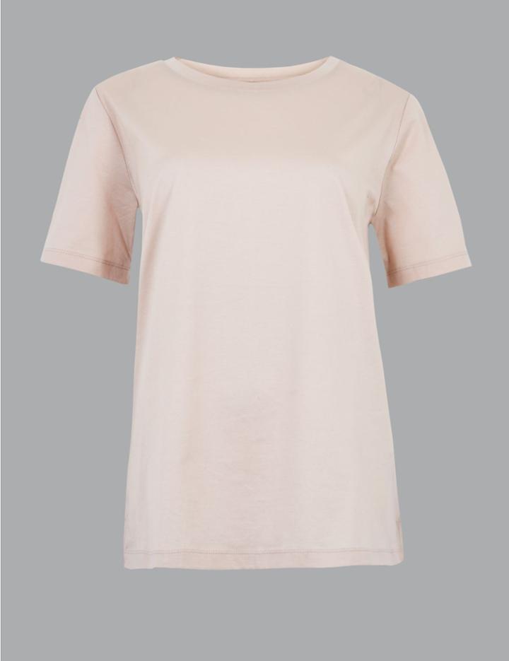 Marks & Spencer Pure Supima Cotton Round Neck T-shirt Almond