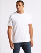 Marks & Spencer 2 Pack Pure Cotton Crew Neck T-shirts White/white
