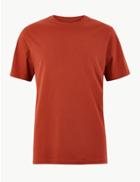 Marks & Spencer Slim Fit Pure Cotton Crew Neck T-shirt Dark Orange