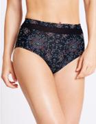 Marks & Spencer High Waisted Bikini Bottoms Blue Mix
