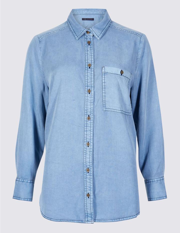 Marks & Spencer Petite Long Sleeve Shirt Light Denim