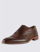 Marks & Spencer Leather Layered Sole Brogue Shoes Brown