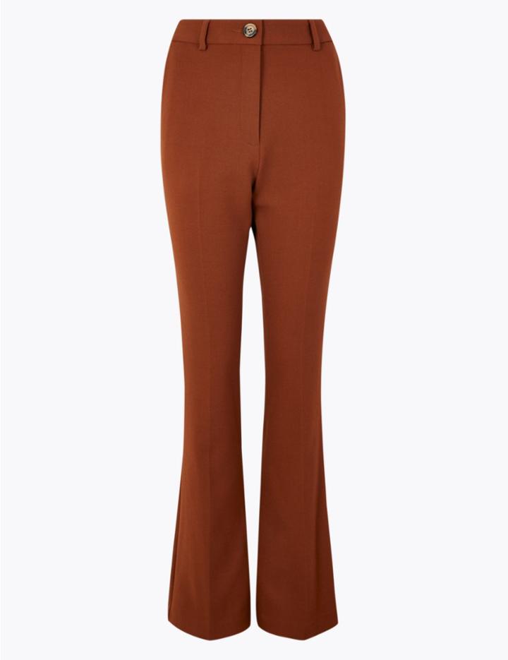 Marks & Spencer High Waist Slim Fit Bootcut Flared Trousers Copper