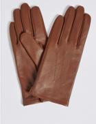 Marks & Spencer Leather Stitch Detail Gloves Dark Tan