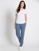 Marks & Spencer Spotted Tapered Leg Trousers Blue Mix