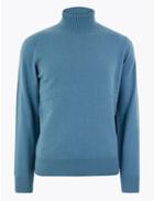 Marks & Spencer Pure Cashmere Roll Neck Jumper Smokey Blue